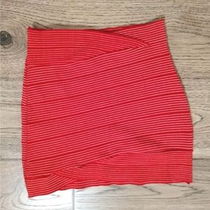 Poof Couture Women's Red Striped Mini Skirt SZ Large